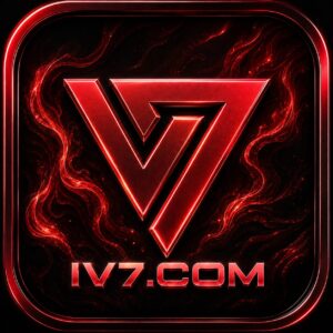 IV7.COM premium red gaming logo with 3D metallic design on a black background.